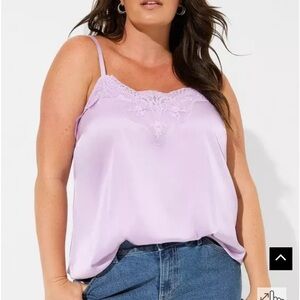 Torrid Sophie Lavender Lace Trim Cami Top